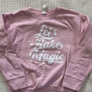 Little Girl's Size 7 Pink 'Let's Bake Magic' Sweatshirt by The Wishing Elephant